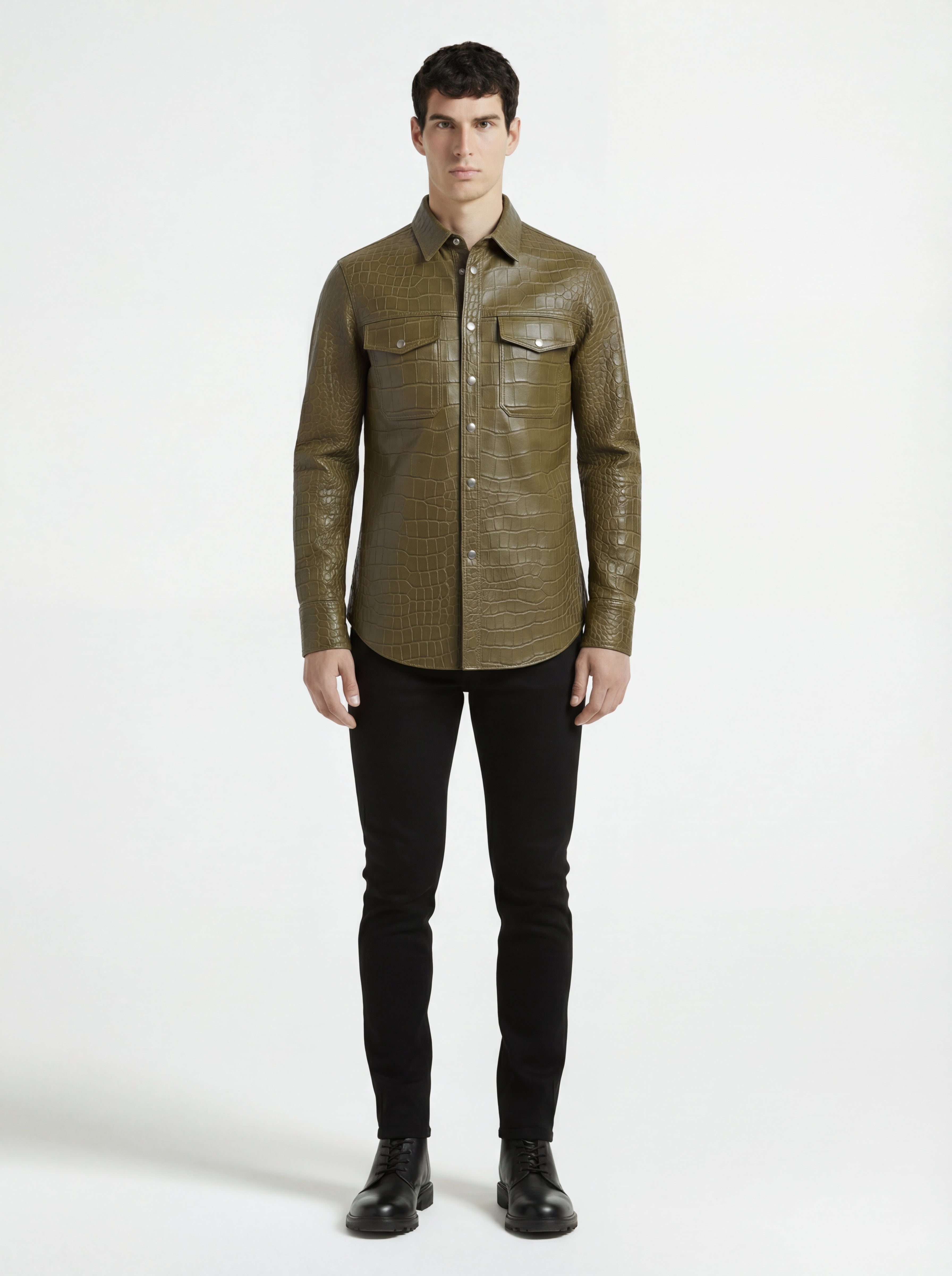 ジャケット・アウター MAVERICK 90s leather Western shirt Croc-Embossed Leather Western Shirt | Maverick Jacket