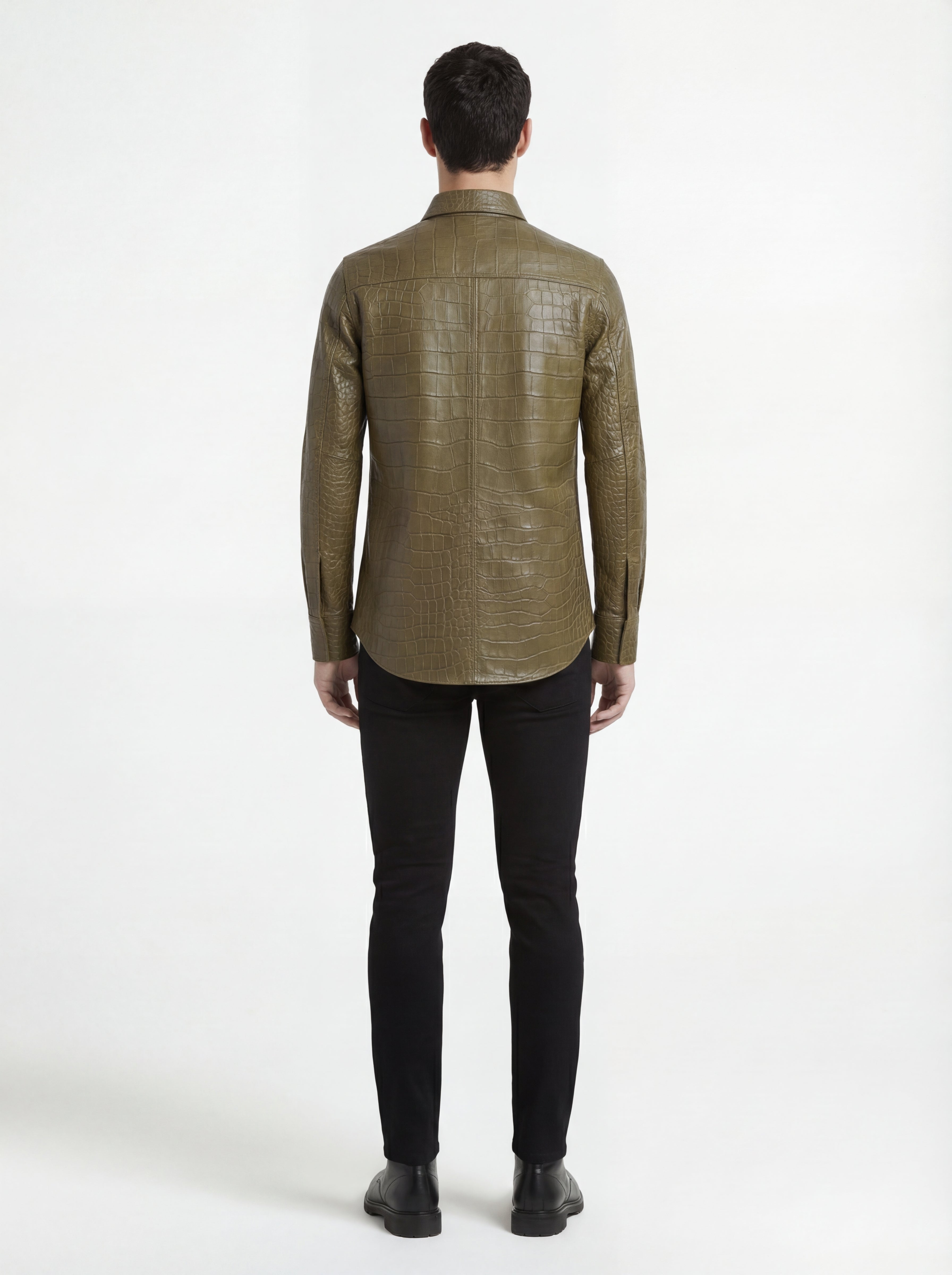 Croc-Embossed Leather Western Shirt | Maverick Jacket