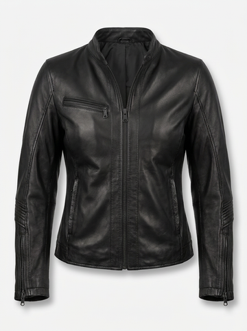 Black Leather Moto Racer | Maverick Sabine