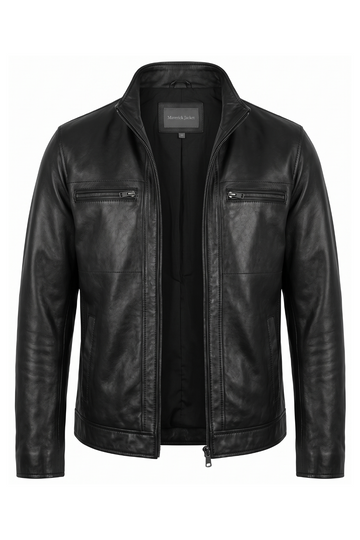 Black Leather Cafe Racer Jacket | Maverick Calder