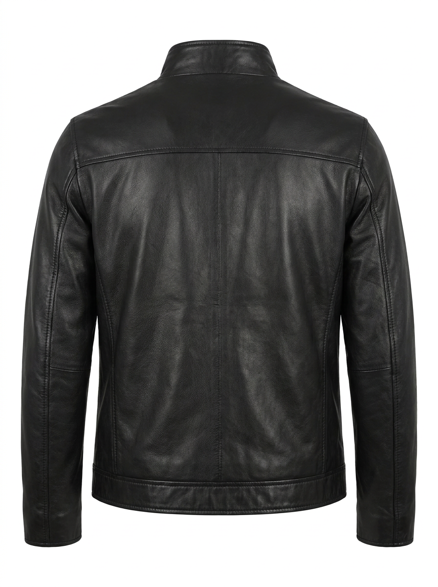 Black Leather Cafe Racer Jacket | Maverick Calder