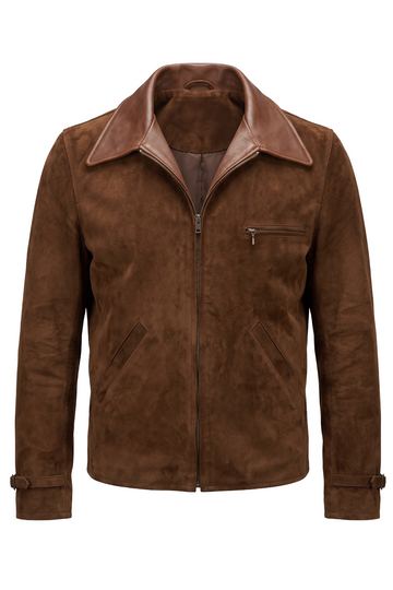 Chocolate Brown Suede Blouson Jacket | Maverick Carver