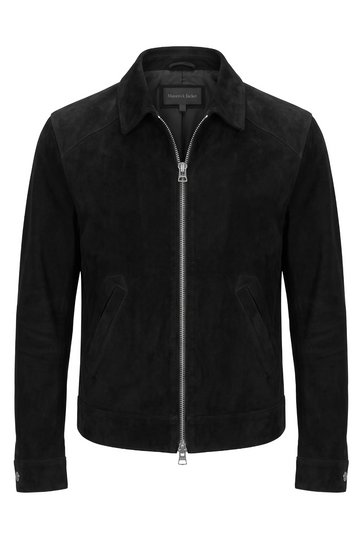 Black Suede Collared Blouson | Maverick Gideon