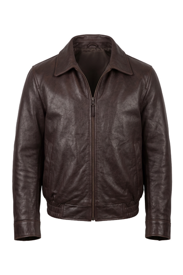 Espresso Grained Leather Blouson | Maverick Bram