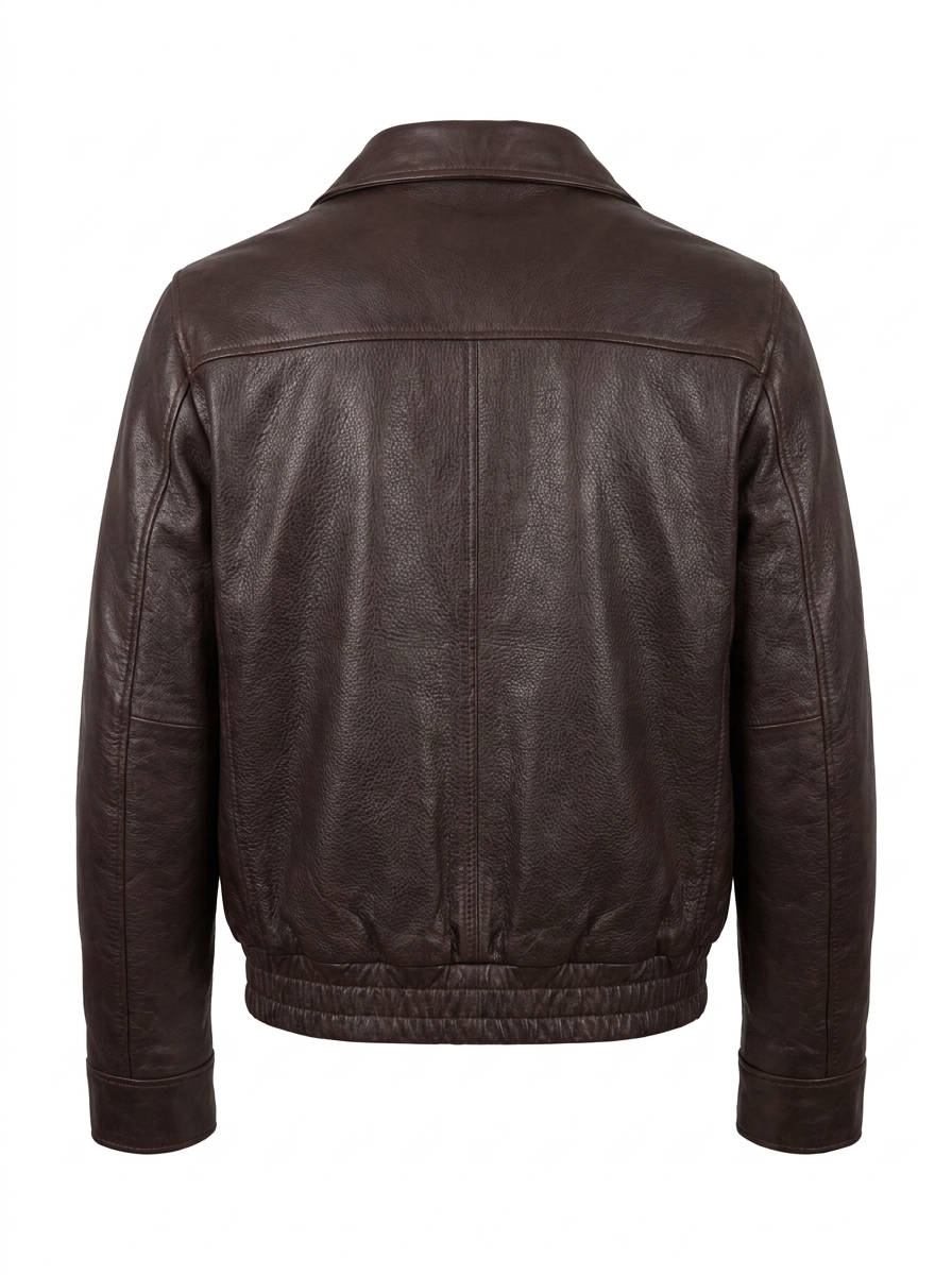 Espresso Grained Leather Blouson | Maverick Bram