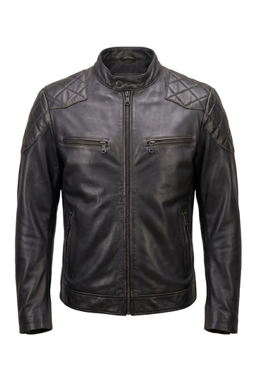 Black Quilted Leather Moto Jacket | Maverick Harker