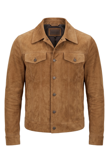 Tobacco Suede Trucker Jacket | Maverick Briggs