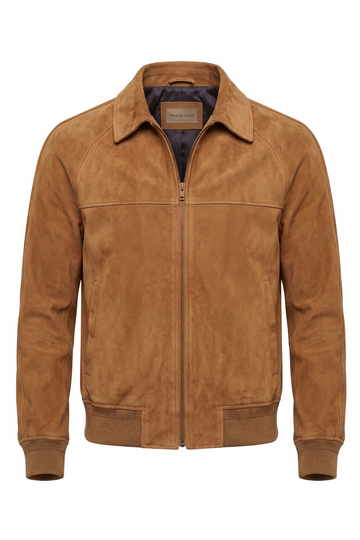 Cognac Suede Harrington Jacket | Maverick Lawson