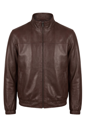 Dark Brown Leather Blouson Jacket | Maverick Flint