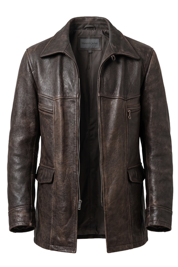 Distressed Brown Leather Car Coat | Maverick Kincaid