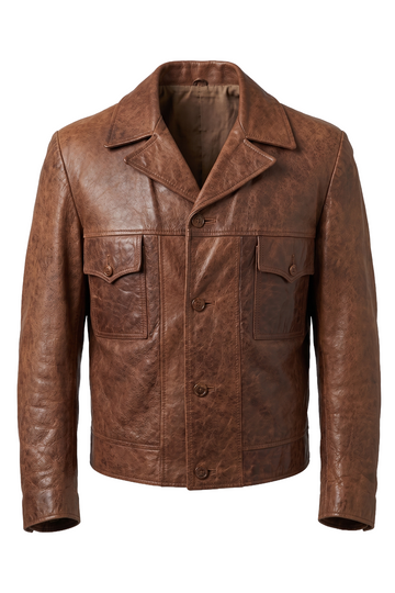 Distressed Brown Leather Chore Jacket | Maverick Sullivan