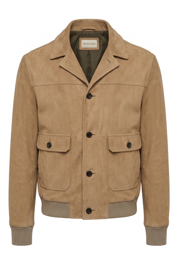 Camel Suede Button-Front Blouson | Maverick Mercer