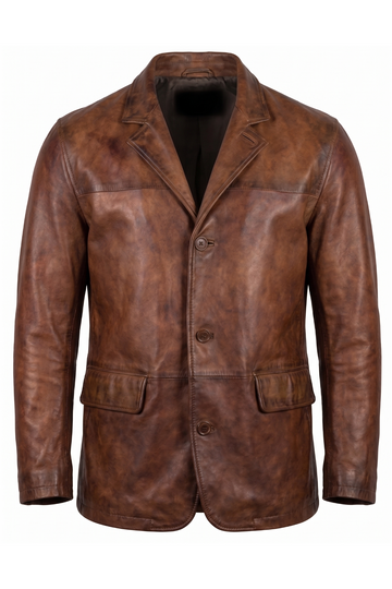 Burnished Brown Leather Blazer | Maverick Kincaid
