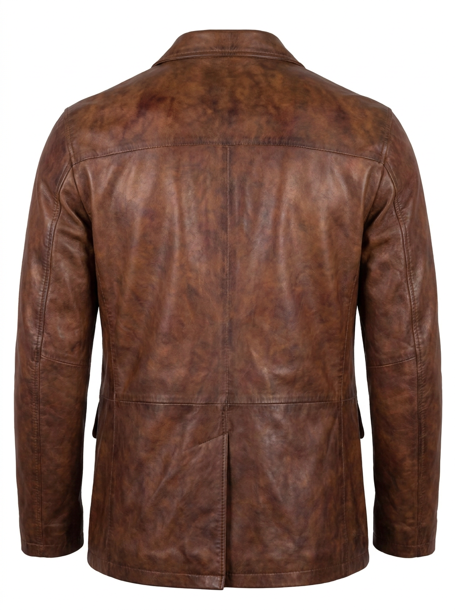 Burnished Brown Leather Blazer | Maverick Kincaid