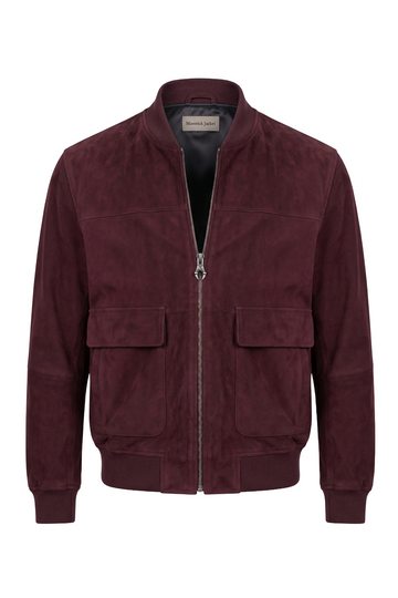 Oxblood Suede Bomber Jacket | Maverick Calder