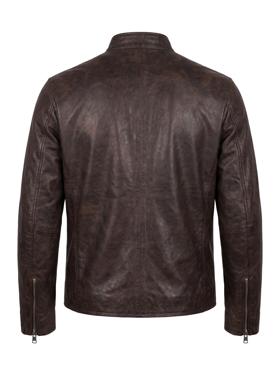 Distressed Brown Leather Cafe Racer | Maverick Bronson