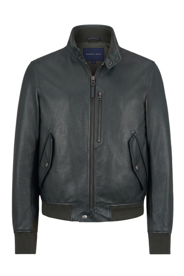 Slate Pebble Leather Bomber | Maverick Stanton