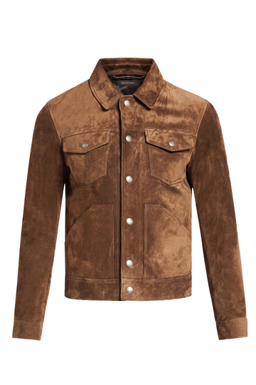 Tobacco Suede Trucker Jacket | Maverick Gatlin