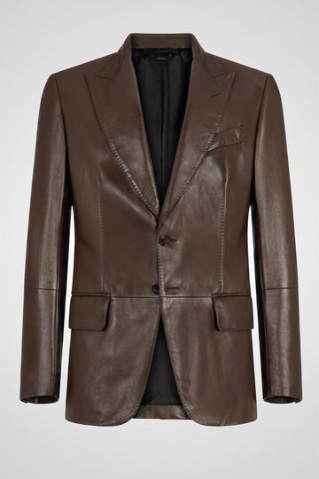 Chocolate Brown Leather Blazer | Maverick Sinclair
