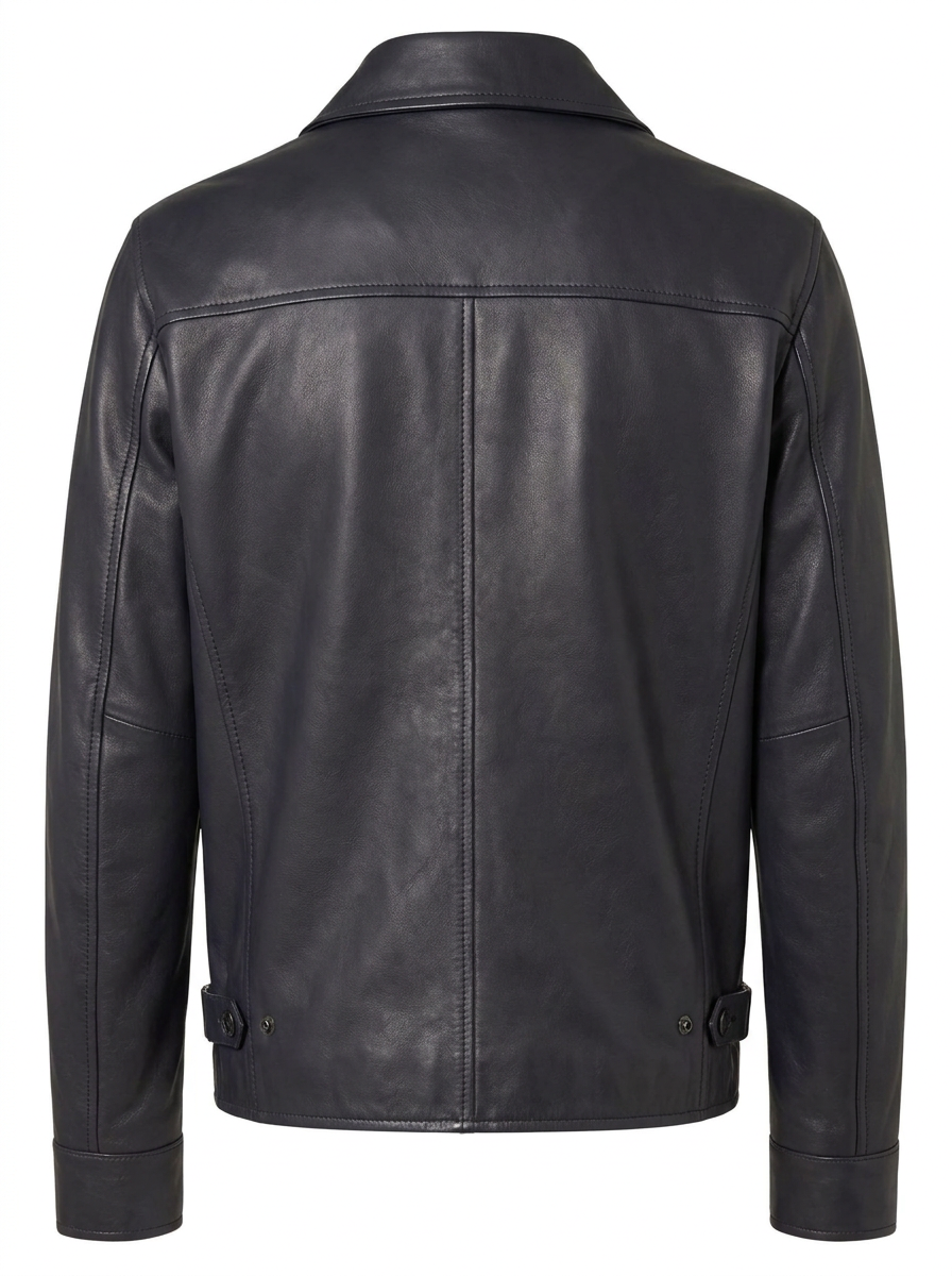 Midnight Navy Pebble Leather Blouson | Maverick Carver