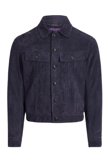 Navy Suede Trucker Jacket | Maverick Dalton