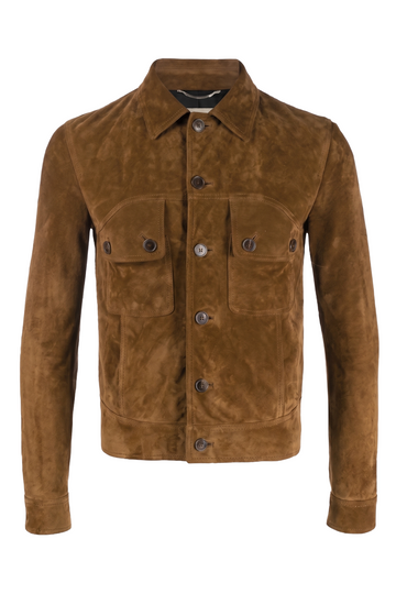 Cognac Suede Trucker Jacket | Maverick Briggs