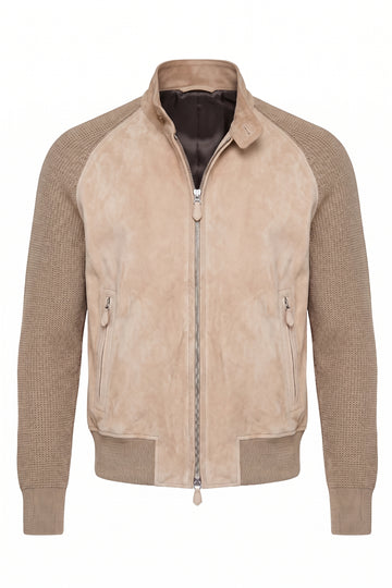 Sand Suede & Knit Hybrid Blouson | Maverick Jensen