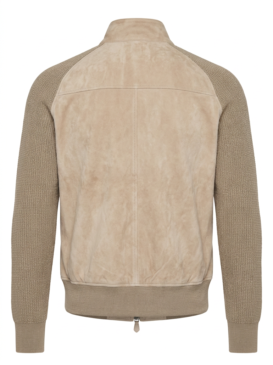 Sand Suede & Knit Hybrid Blouson | Maverick Jensen