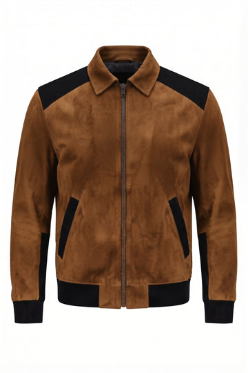 Saddle Brown & Black Suede Blouson | Maverick Cortland