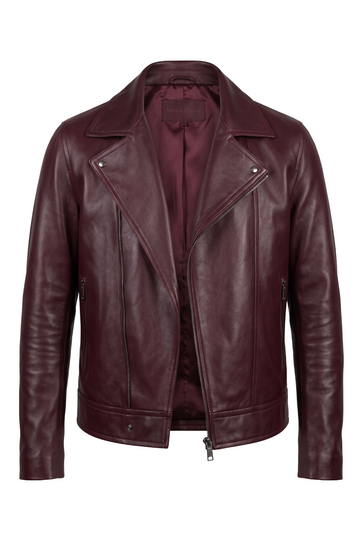 Oxblood Pebbled Leather Moto Jacket | Maverick Langdon