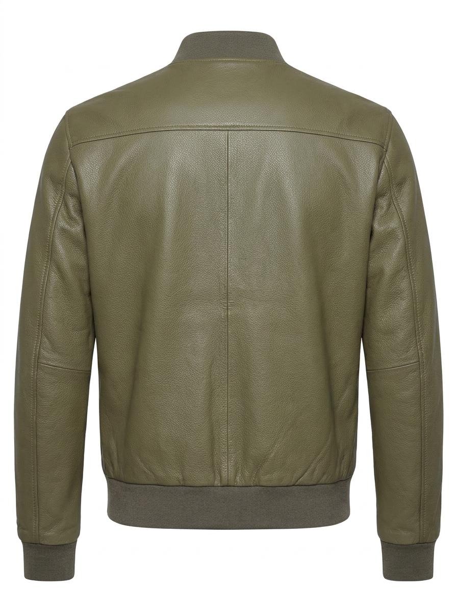 Olive Green Leather Bomber | Maverick Kenton