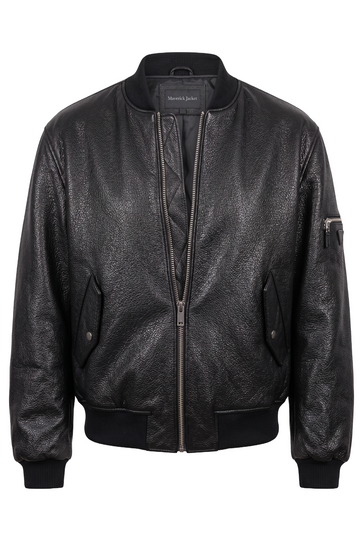 Black Pebble Leather Bomber | Maverick Tamsin
