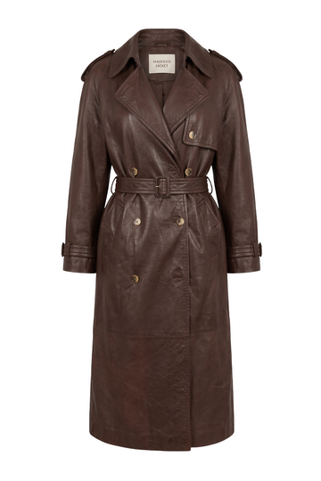 Dark Brown Leather Trench Coat | Maverick Isolde