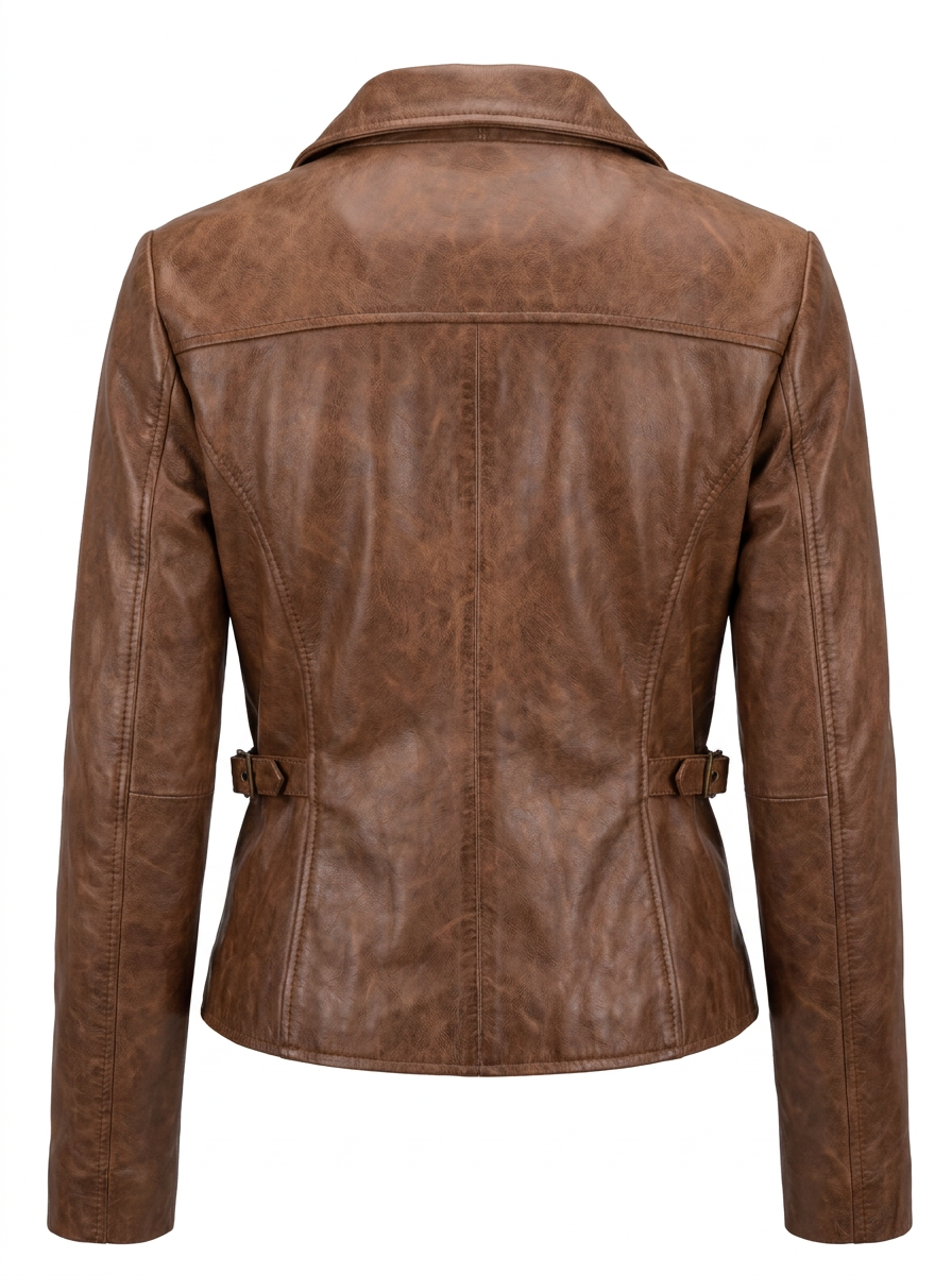 Antiqued Brown Leather Zip Jacket | Maverick Sutton