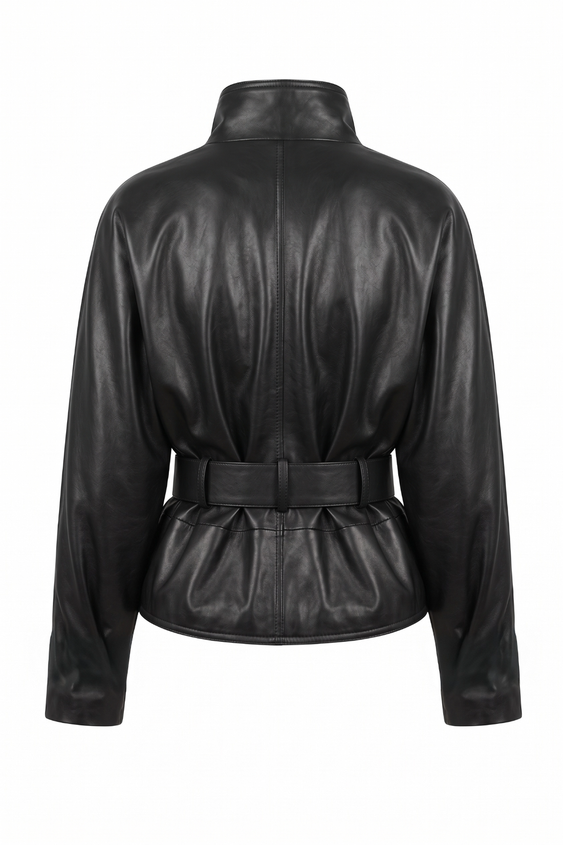 Black Belted Leather Blouson | Maverick Keva
