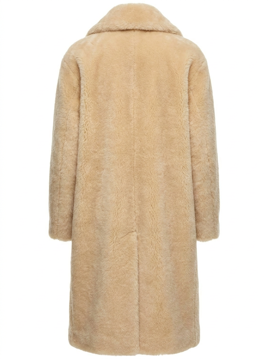Sand Faux Shearling Double-Breasted Coat | Maverick Valera