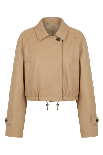 Camel Leather Cropped Blouson | Maverick Petra