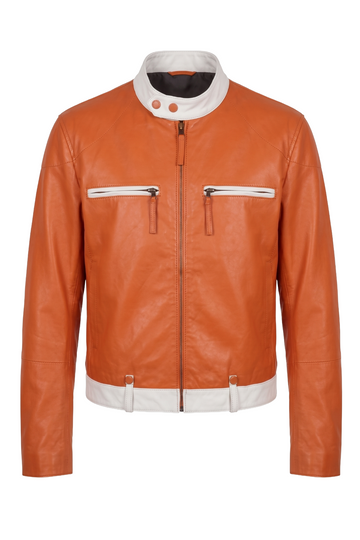 Rust & White Pebbled Leather Racer | Maverick Kestrel