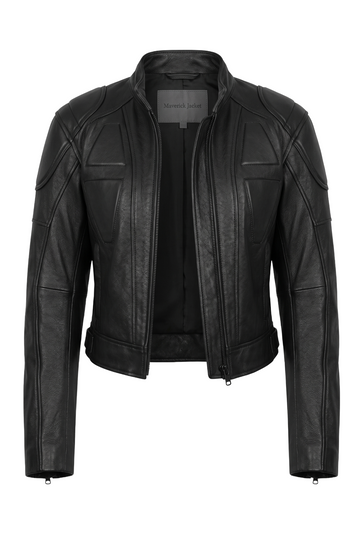 Black Armored Leather Moto Jacket | Maverick Nyra