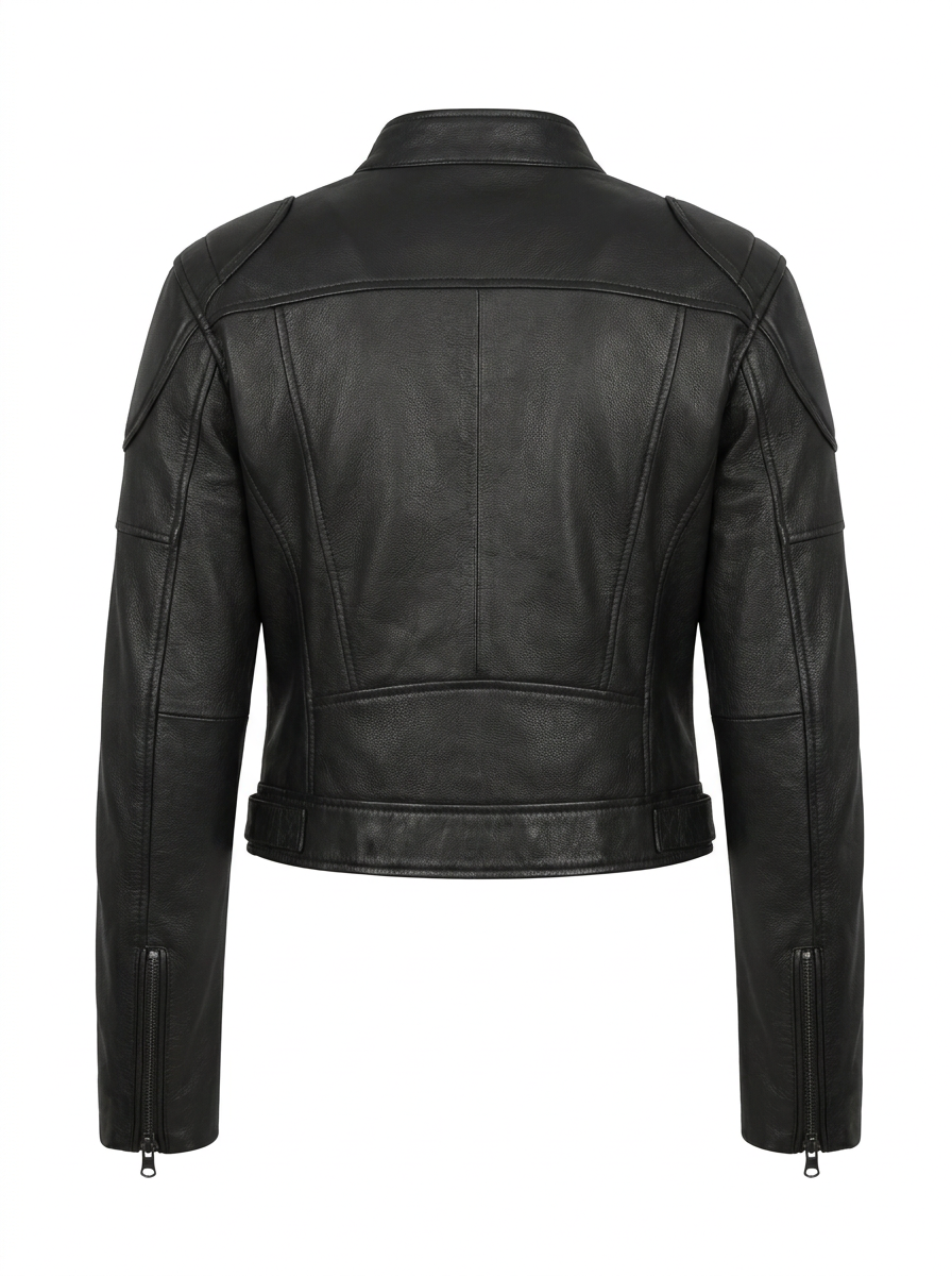 Black Armored Leather Moto Jacket | Maverick Nyra