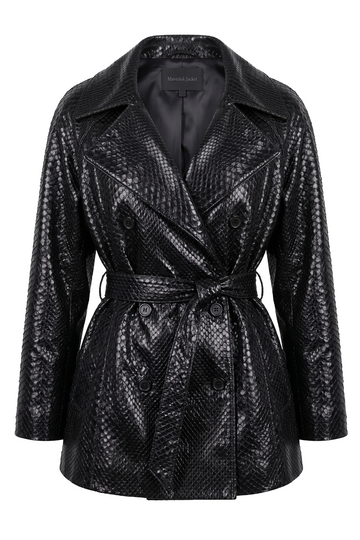 Black Snake-Embossed Leather Trench | Maverick Elara