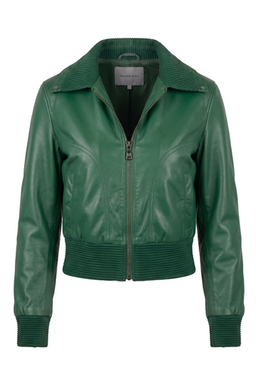 Green Leather Collared Bomber | Maverick Kestrel