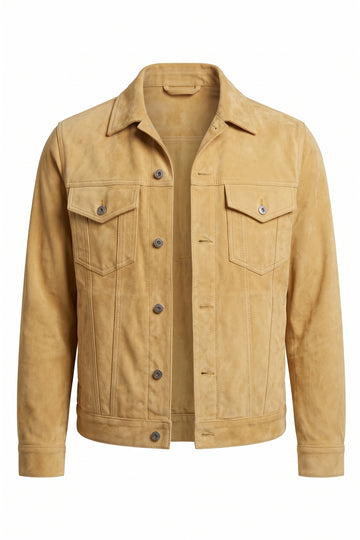 Camel Suede Trucker Jacket | Maverick Vance