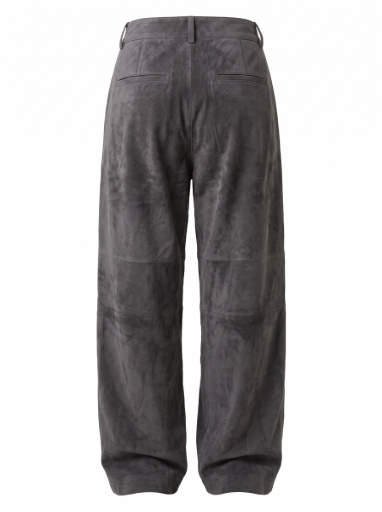 Suede Charcoal Grey Wide-Leg Pleated Trouser | Maverick Kael