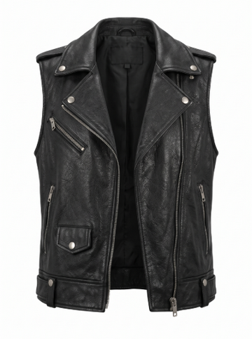 Black Asymmetric Moto Vest | Maverick Sable