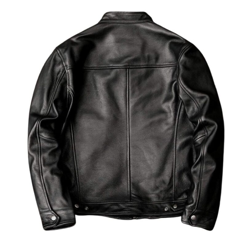 black leather biker jacket for men