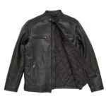black leather biker jacket men
