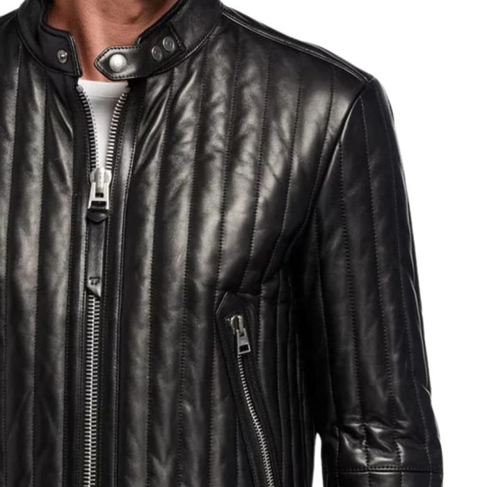 black leather moto jacket