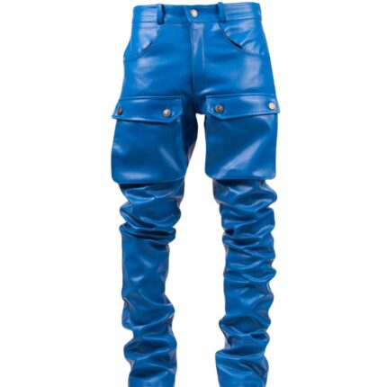 blue leather pants for men
