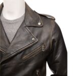 brown leather jacket men motorcycle
